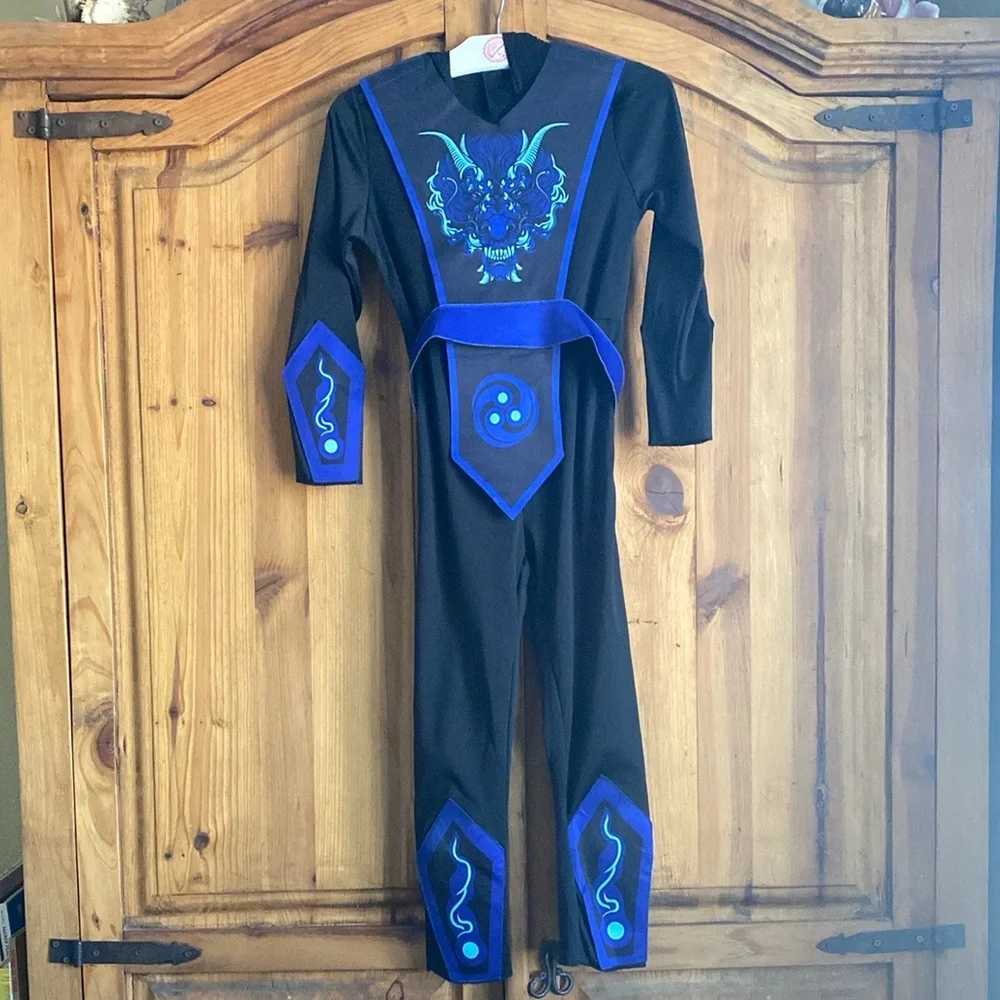 Kids Water Dragon Warrior Blue Ninja Halloween Costume M